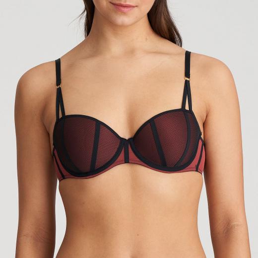 Marie Jo Fezz padded bra - balcony B-E cup, color italian brown