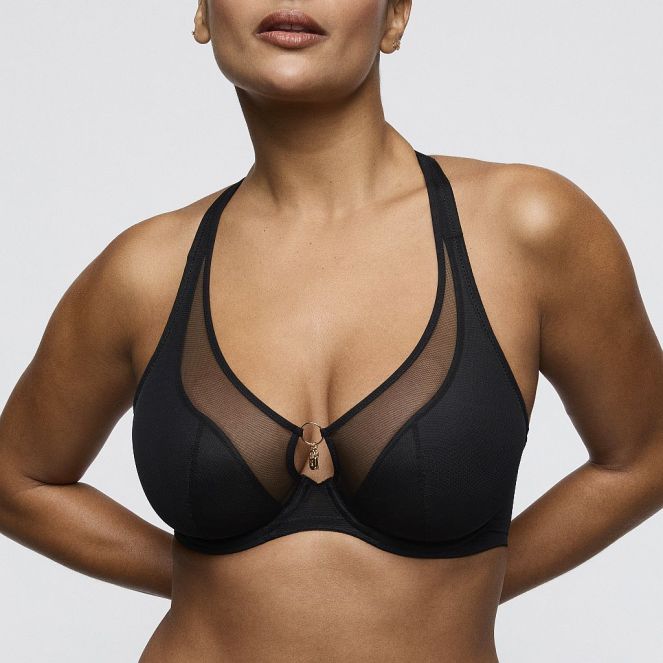 PrimaDonna Twist Sheary half padded wire bra deep plunge B-G cup, color black