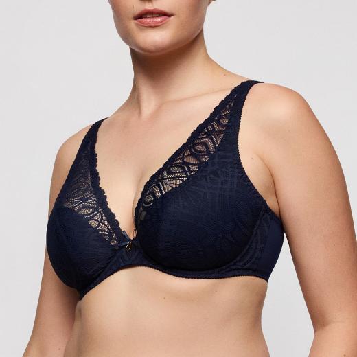 PrimaDonna Salerno half padded wire bra deep plunge C-G cup, color midnight blue