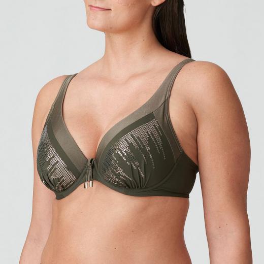 PrimaDonna Swim Aracruz Bikini Top halb unterlegt tief dekolletiert, Farbe kaki