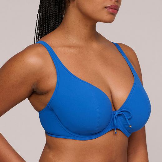 PrimaDonna Swim Aswan padded Bikini top deep plunge, color delphinium cheer blue