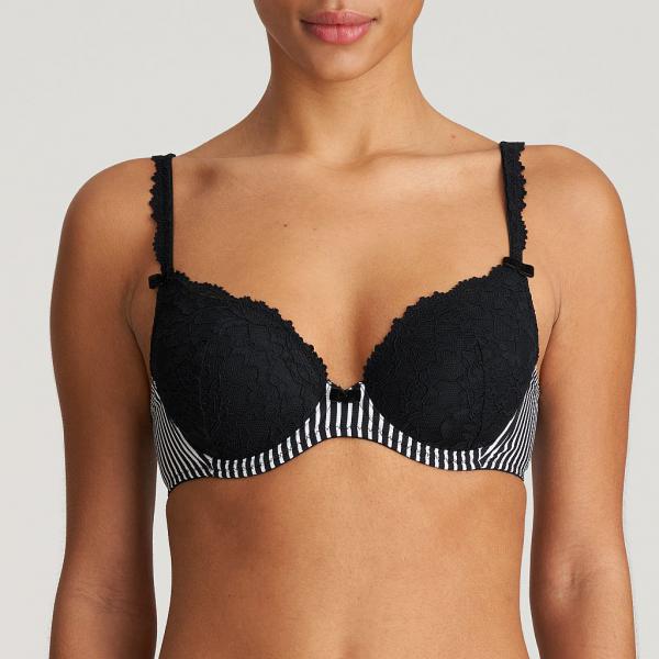 Marie Jo Sydny padded wire bra heart shape A-F cup, color tuxedo black