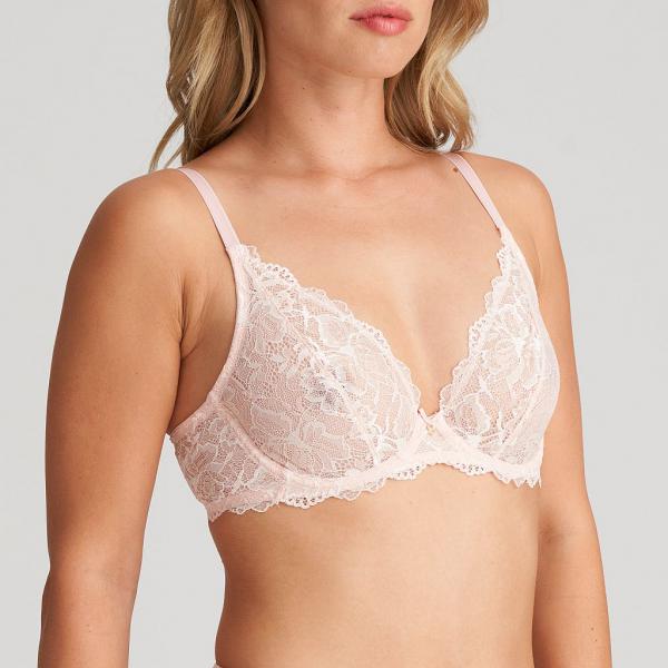 Marie Jo Manyla deep plunge wire bra B-E cup, color pearly pink