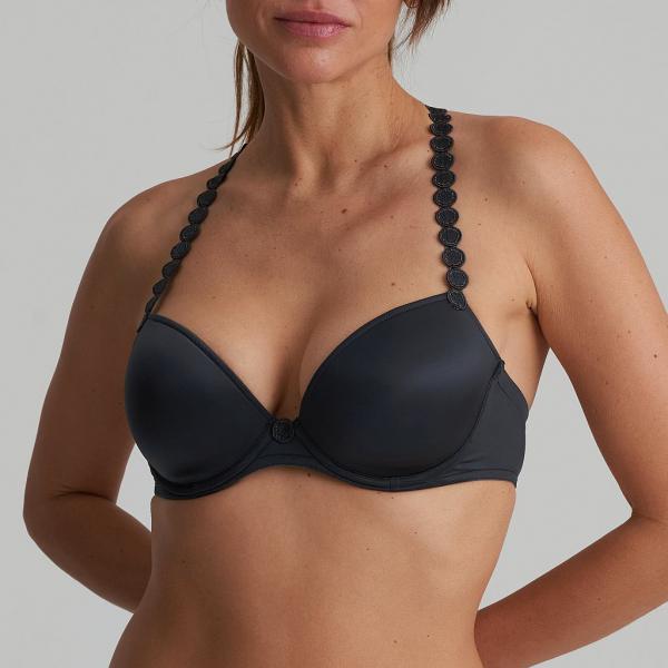 Marie Jo Tom padded wire bra deep plunge B-E cup, color graphite grey