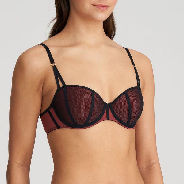 Marie Jo Fezz padded bra - balcony B-E cup, color italian brown