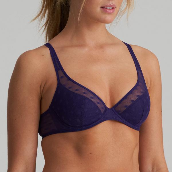 Marie Jo Tulio half padded wire bra deep plunge A-F cup, color majestic purple