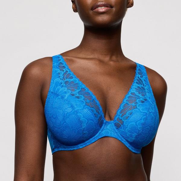 PrimaDonna Twist Mocuto half padded wire bra deep plunge B-F cup, color blu china