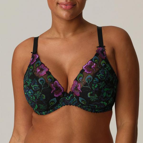 PrimaDonna San Angel half padded wire bra deep plunge C-G cup, color peacock feather