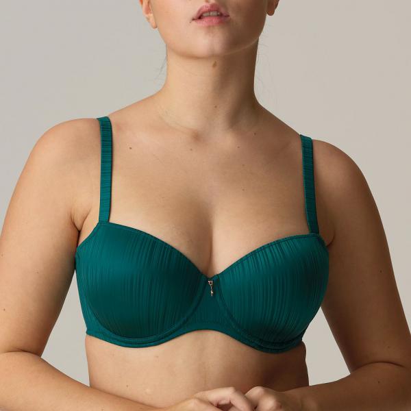 PrimaDonna Twist Knokke padded balcony wire bra B-H cup, color jasper green