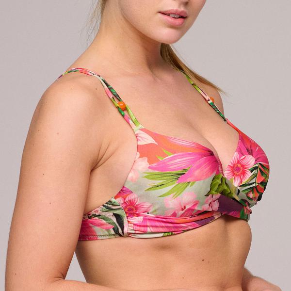 Marie Jo Swim Norma Jeanne Bikini top padded deep plunge, color tropical sunset